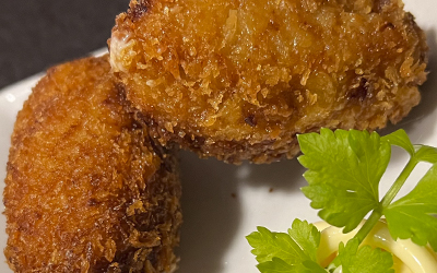 Nueva  croqueta de gamba roja y panko